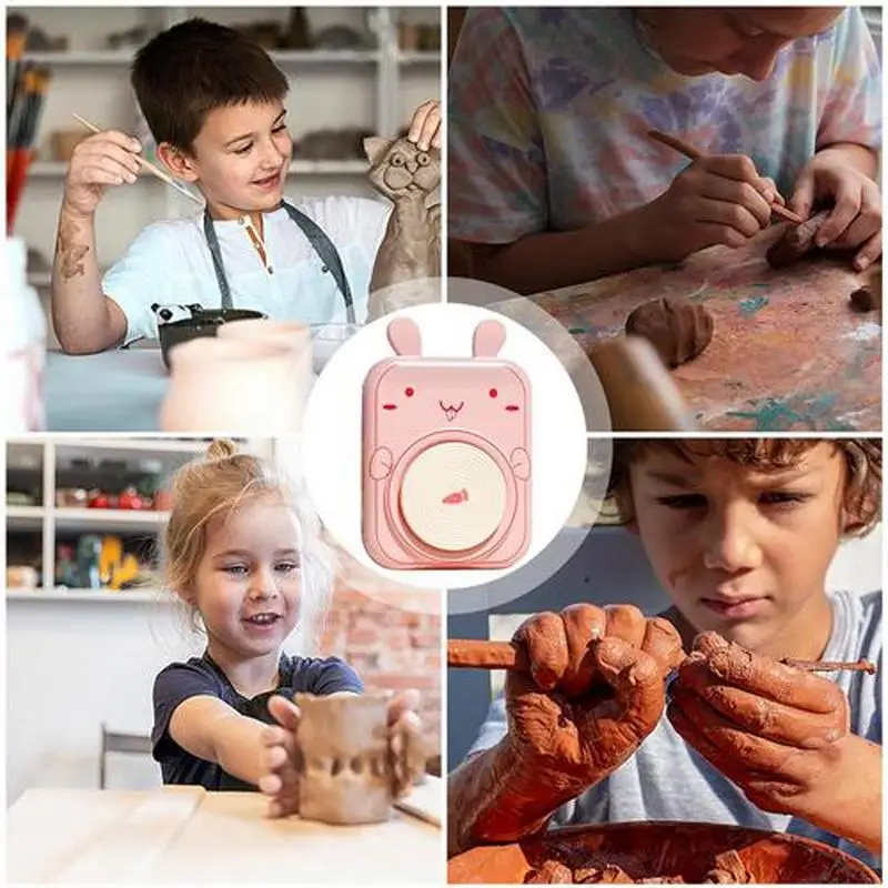 Roue de poterie pour enfants, roue électrique en argile pour débutant, Kit de fabrication en céramique, jouet d'art et d'artisanat éducatif pour l'interaction Parent-enfant