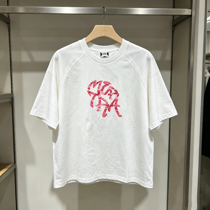 Camouflage Print Label Mertra T Shirt Black White Raglan Sleeve Clothes Men Women Streetwear High Quality Loose T-shirt Tops Tee