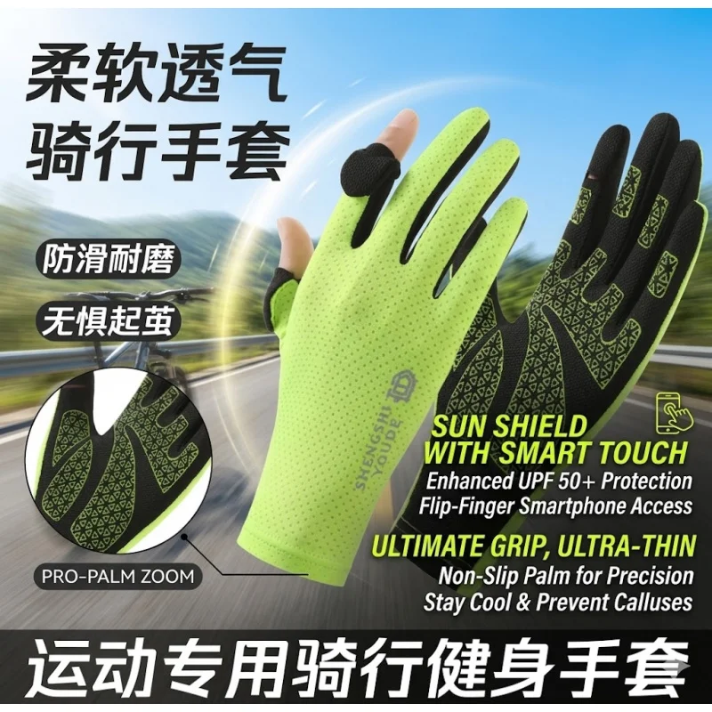 

Breathable Flip Finger Cycling Gloves Summer UV Protection Anti-Slip