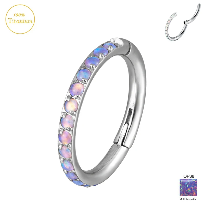 G23 Titanium Opal Piercing Earrings Septum Piercing Nose Ring Clicker Lip Ring Ear Cartilage Tragus Helix Piercing Jewelry 16G