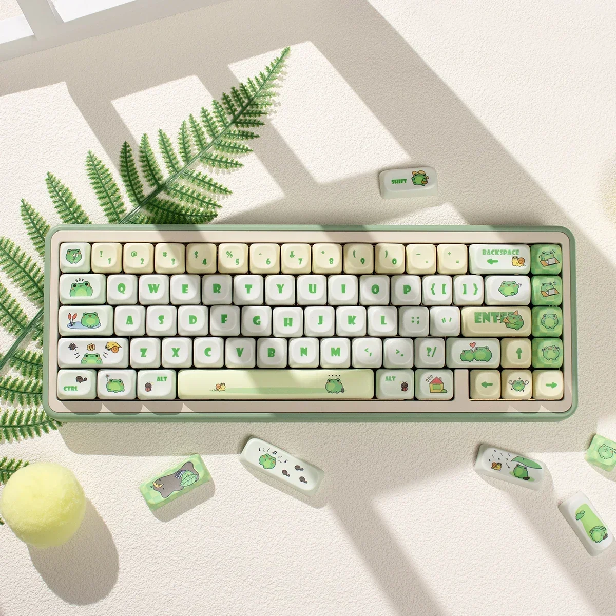 MOA little frog theme mechanical keyboard keycap PBT hot sublimation 141 keys suitable for VGN/Wooting and other keyboards