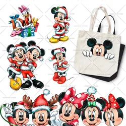 Pegatinas de vinilo de transferencia de calor con estampado navideño de Mickey Mouse para ropa, parches de lujo para planchar en bolsas, decoración de regalo DIY