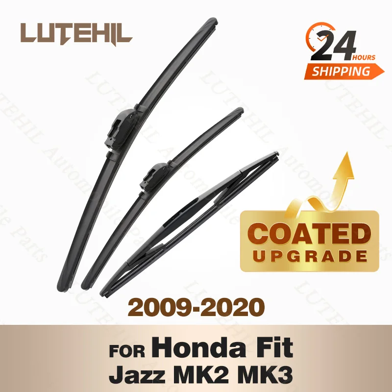 

LUTEHIL's Silicone Front & Rear Wiper Set For Honda Fit Jazz MK2 MK3 2009 - 2020 2010 coated windshield wiper blade 26"+14"+14"