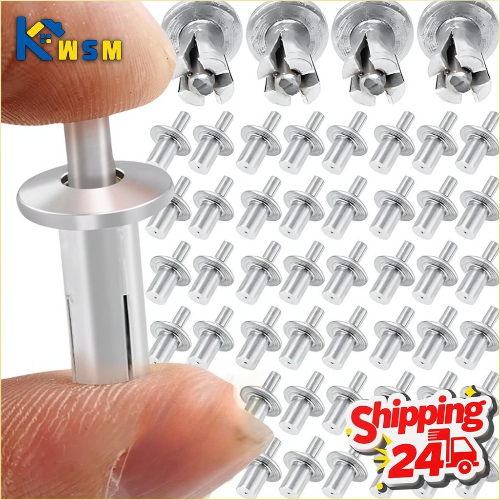 10-100PCS Aluminum Hammer Drive Rivets with Dome Head and Split Mandrel for Secure Fastening in Metal and Plastic Materials