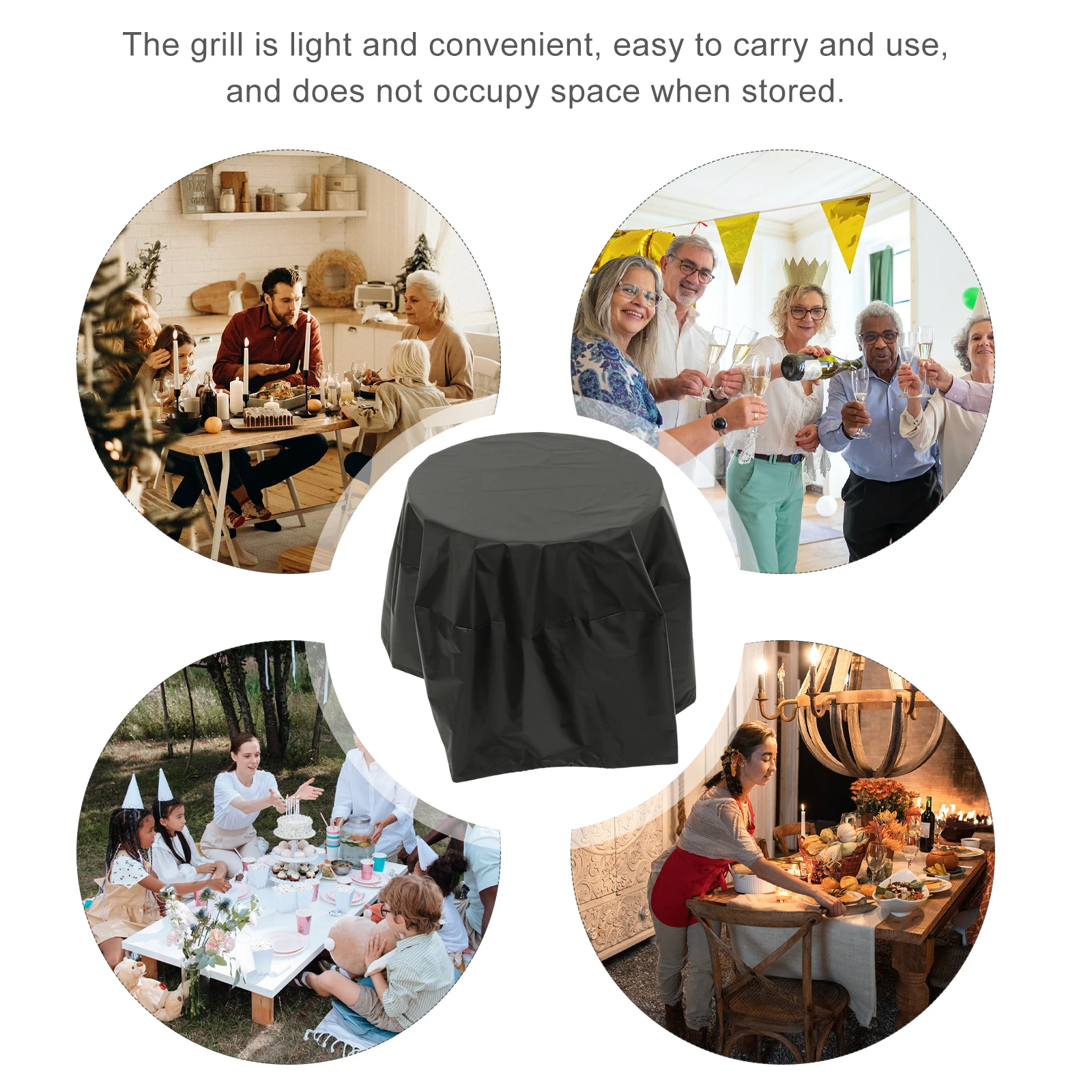 

Lightweight Waterproof Round Bbq Cover Large Size Outdoor Gas Grill Fire Pit Protector Windproof Durable Bbq Cover