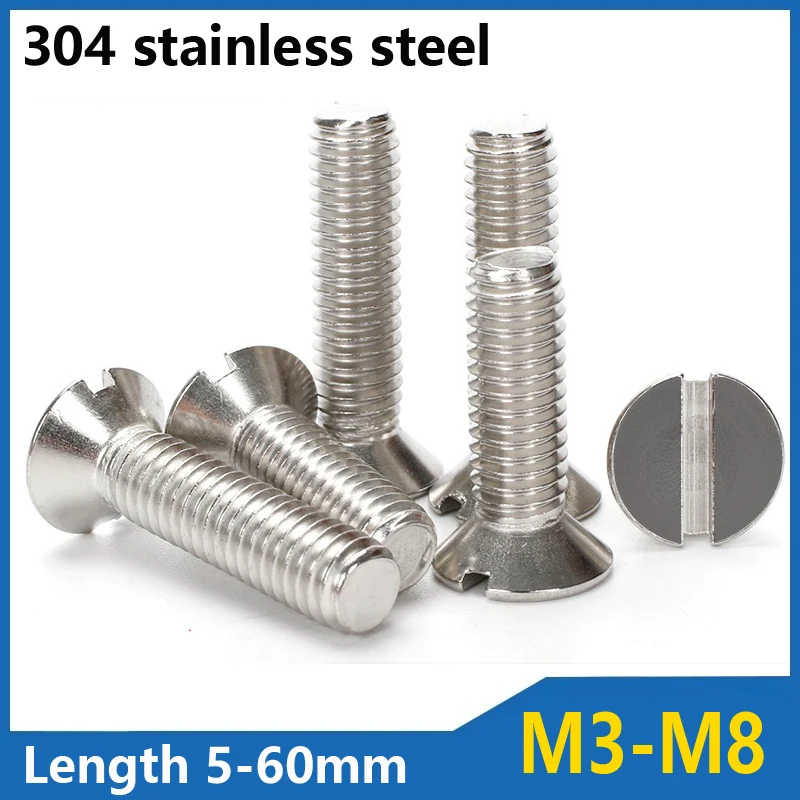 M3 M3.5 M4 M5 M6 M8 304 Stainless A2-70 Steel Slotted countersunk head screws Flat Head Machine Screw DIN963