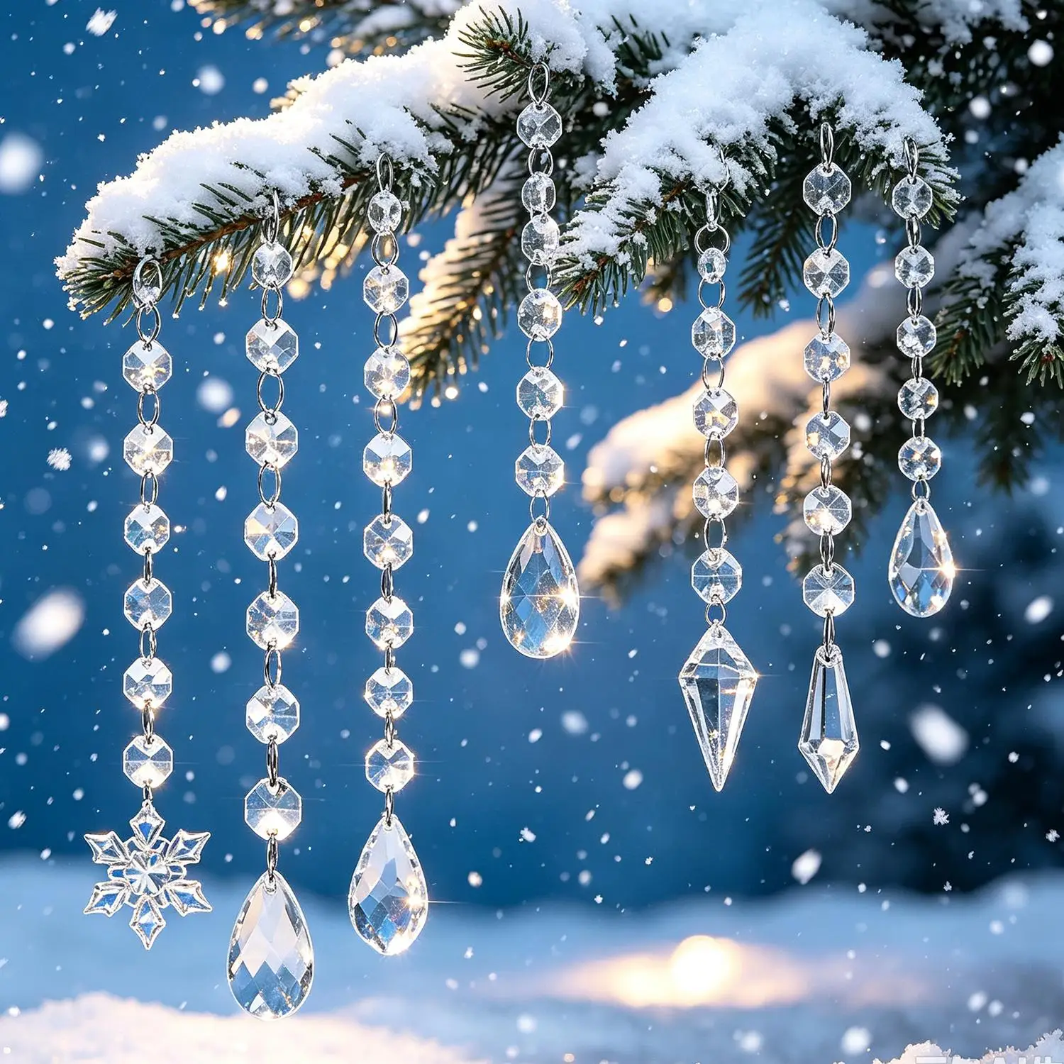 30/5PCS Crystal Bead Hanging Ornament Clear Acrylic Prism Pendant for Christmas Tree Wedding Window Holiday Party DIY DecorATION