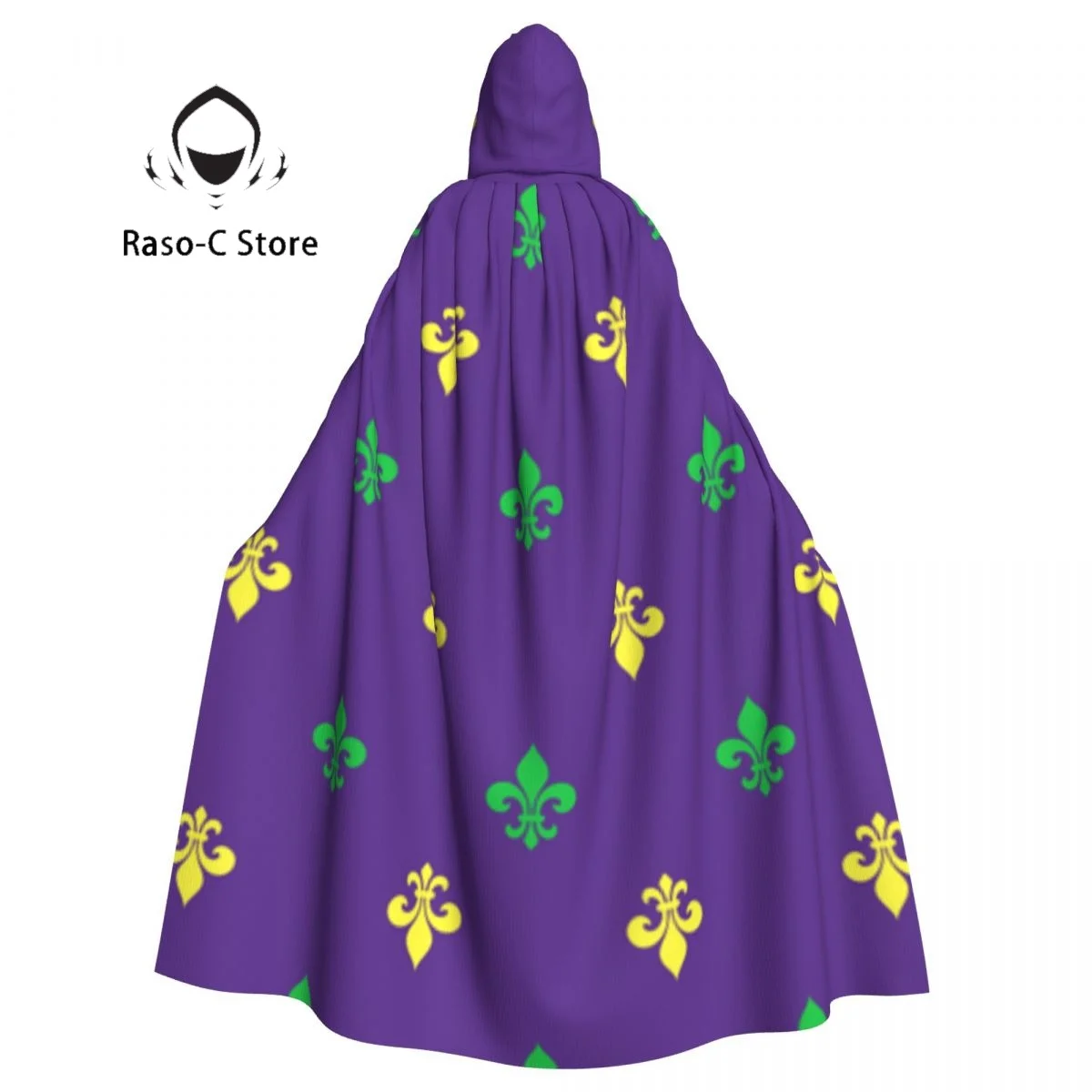 Unisex Witch Party Reversible Hooded Adult Vampires Cape Cloak Fleur De Lis Illustration