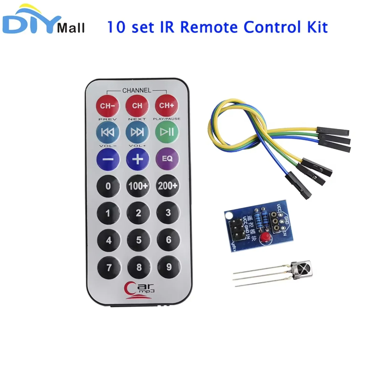 10-zestaw HX1838 kodowany NEC moduł zdalnego sterowania na podczerwień na podczerwień zestaw głowicy odbiorczej dla C51 MCU DIY eksperyment elektroniczny