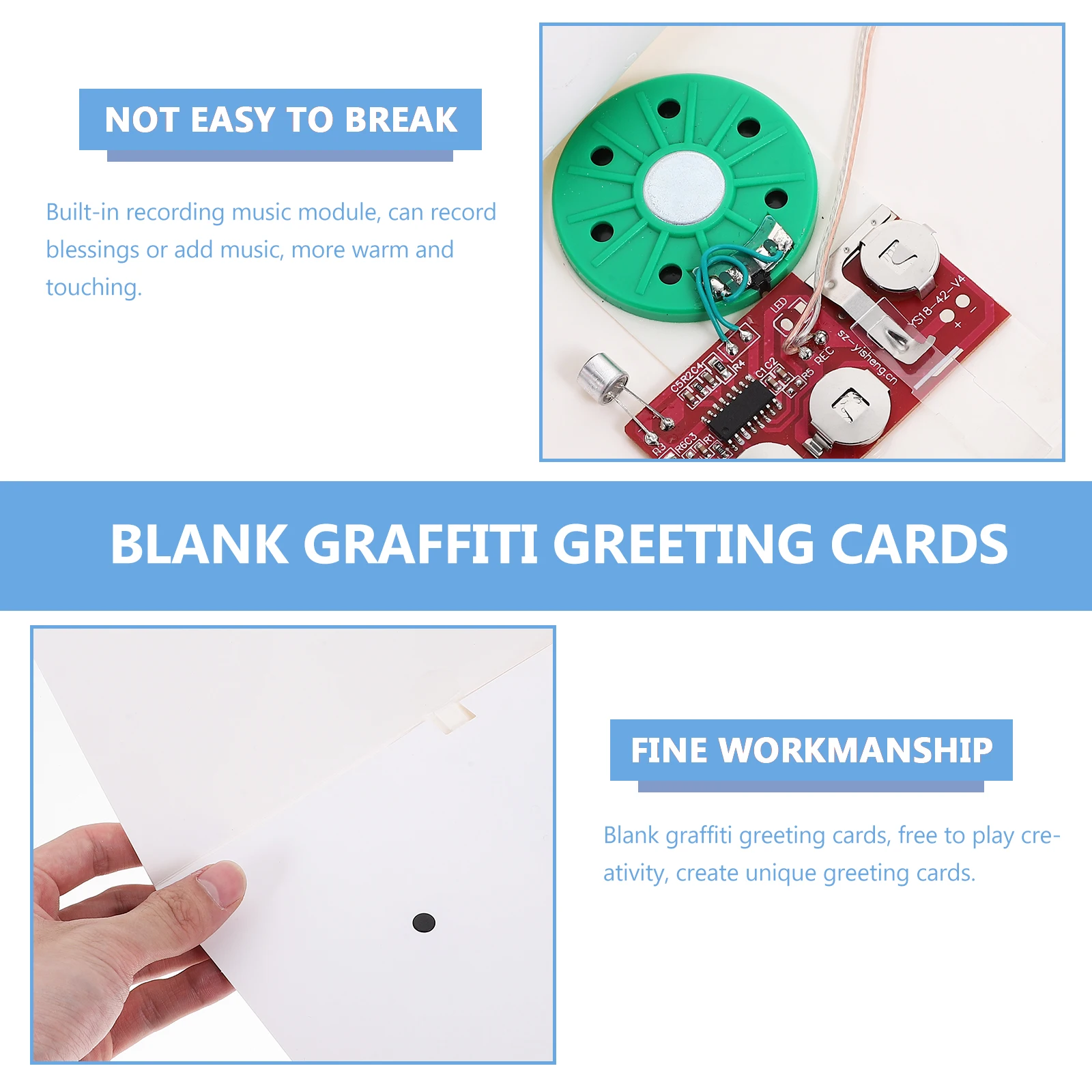 

2Pcs Music Greeting Cards Blank Graffiti Recording Cards for Halloween Christmas Graduation Paper Recording Blessing Cards