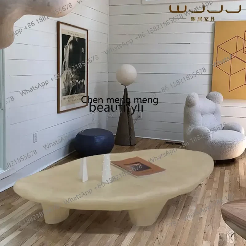 cc182R11 Modern Light Luxury Art Frp Special-Shaped Pebble Designer Nordic Leisure Tea Table