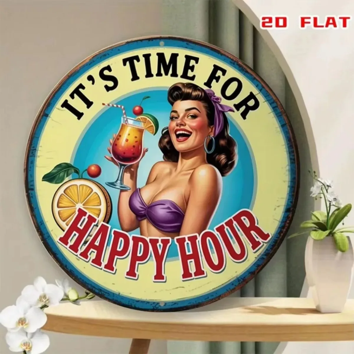 Letrero de barra Art Deco: marco retro 2D, perfecto para Happy Hour, festivales de verano y decoración de bar al aire libre