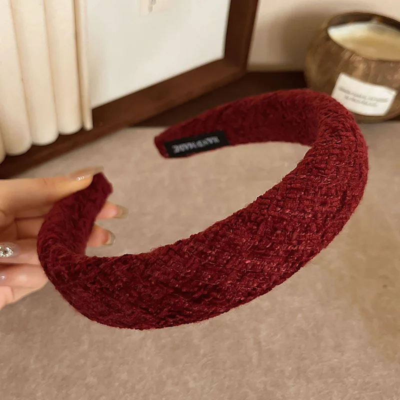 

Red Headband Woolen Wide Hair Hoop Hair Bands Face Wash Sponge Hairbands Headdress Women Headwear Hair Accessories New Year Gift
