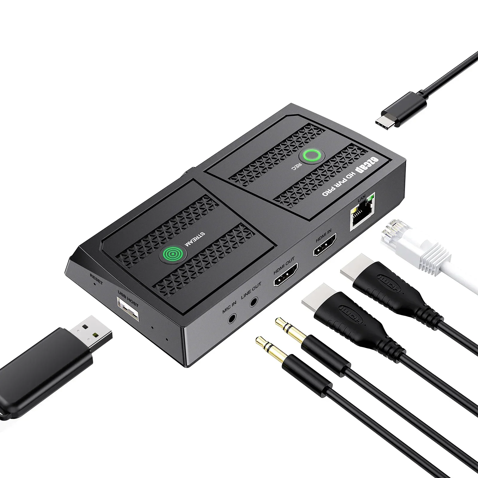 HD Pro 4k 60hz HDMI Loop Video Capture Card To USB Disk 1080p@60fps Video Recording PC Live Streaming Microphone Input