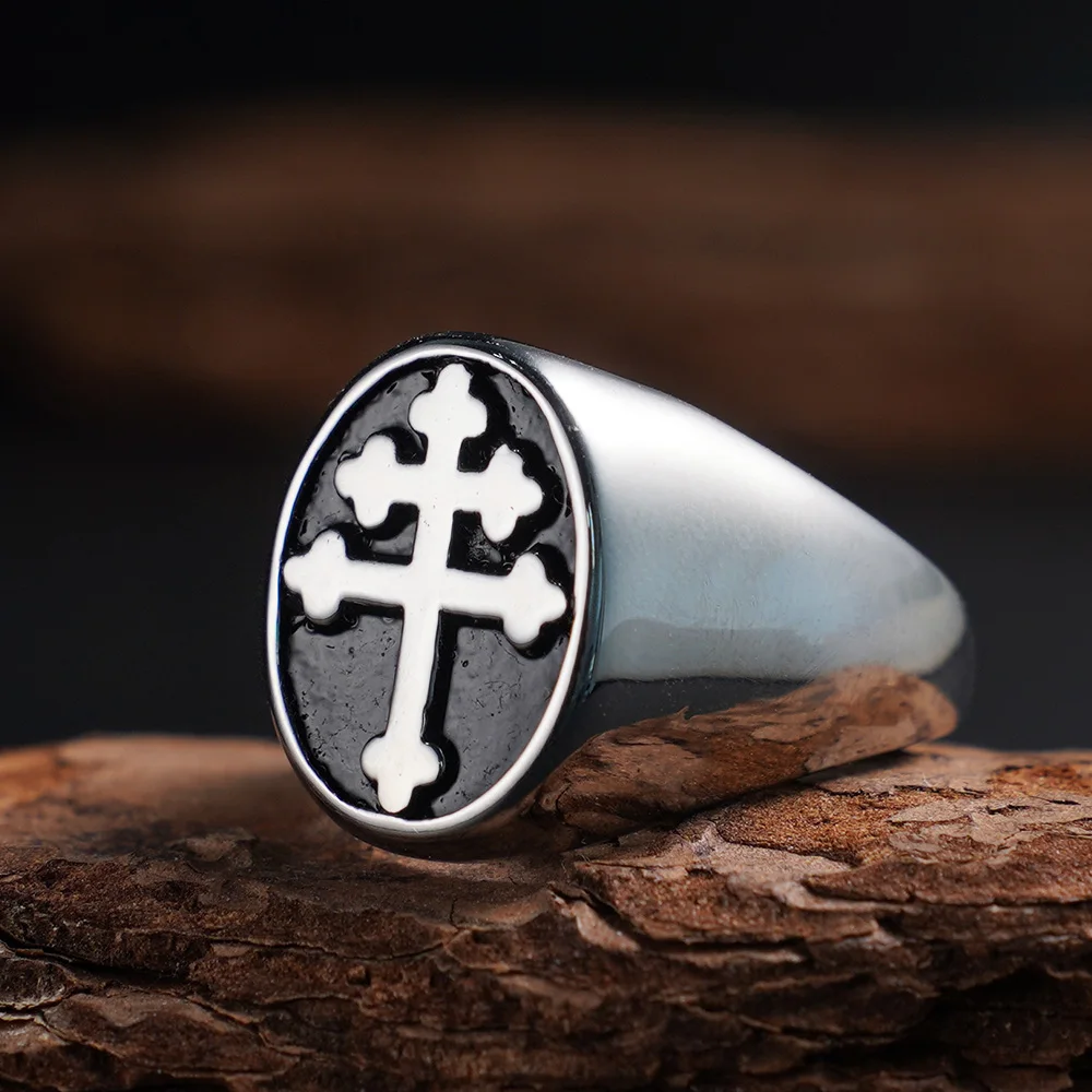 خاتم عصري للرجال، خاتم متقاطع شخصي من الفولاذ المقاوم للصدأ 316L، طراز للجنسين، مجوهرات مصنوعة يدويًا مناسبة للهدايا اليومية