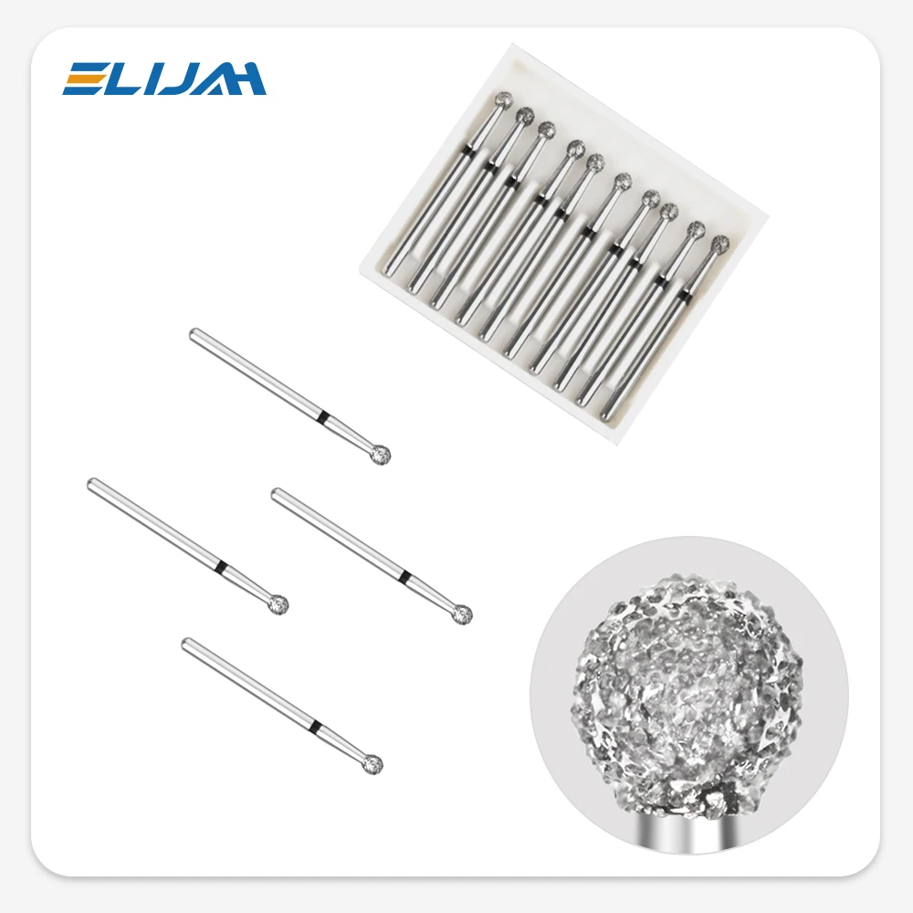 ELIJAH 10pcs/pack Extra Long Dental Diamond Burs 25mm FG Dia-burs 1.6mm Shank for High Speed Handpiece Burs Dentist Tools