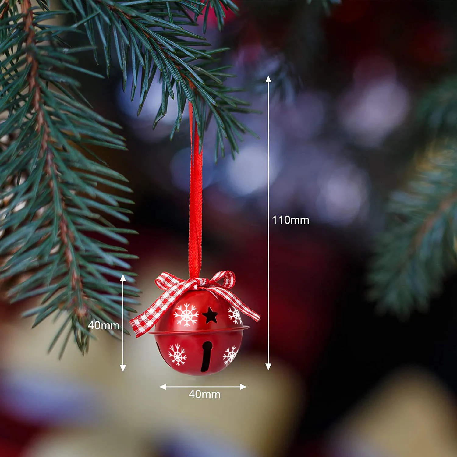 12pcs/set 4CM Christmas Bell Red White Metal Big Jingle Bells Christmas Tree Hanging Pendant Ornament for Home Christmas Decor