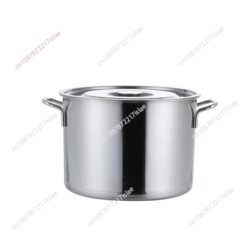 Large Capacity Stainless Steel Stockpot With Lid Double Handle Soup Pot For Home Hotel Kitchen