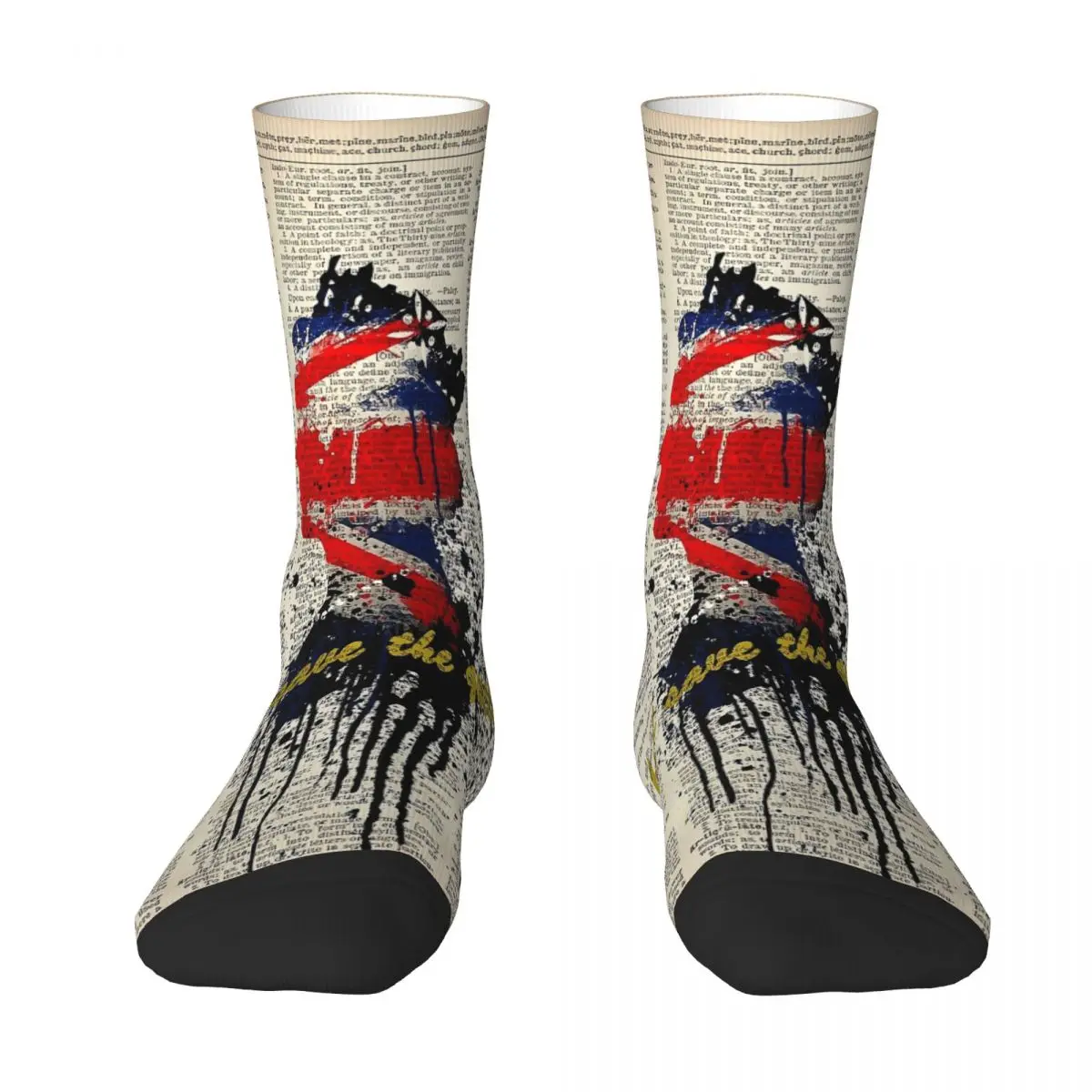 GOD SAVE THE QUEEN On Dictionary Page Socks Male Mens Women Autumn Stockings Printed