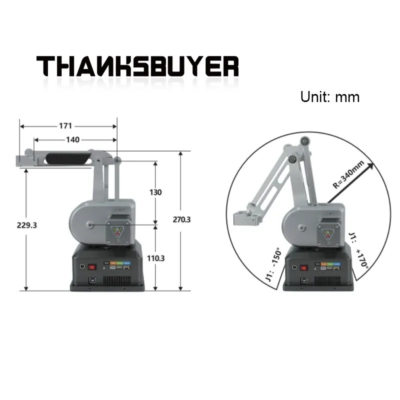 Ultraarm P340 Intelligente Mechanische Arm Multifunctionele Volledig Metalen Robot Arm Voor Arduino