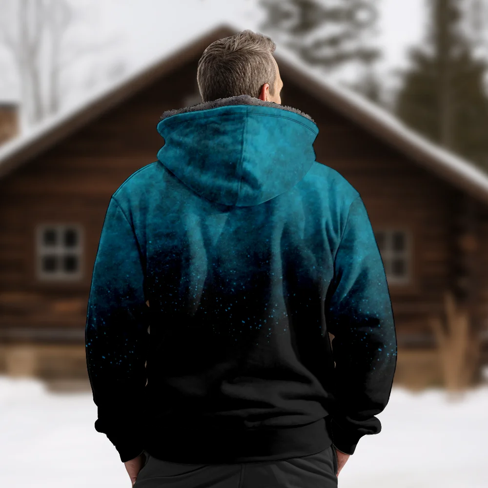 Abrigos de chaquetas de invierno para hombre, abrigo de ropa de algodón con patrón degradado azul, viaje deportivo de manga larga