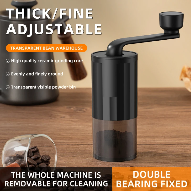 Hand Crank Coffee Grinder Portable Adjustable Grinder Ceramic Grinding Core Easy Clean Coffee Utensil for Kitchen Travel Picnic