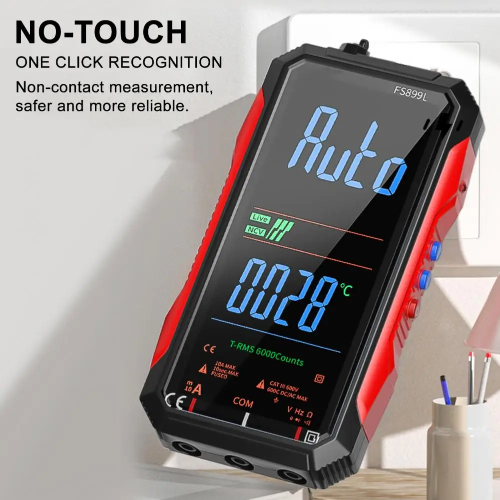 

Мультиметр с прочным пластиковым корпусом, мультиметр с фонариком, перезаряжаемый цифровой мультиметр-тестер с для дома