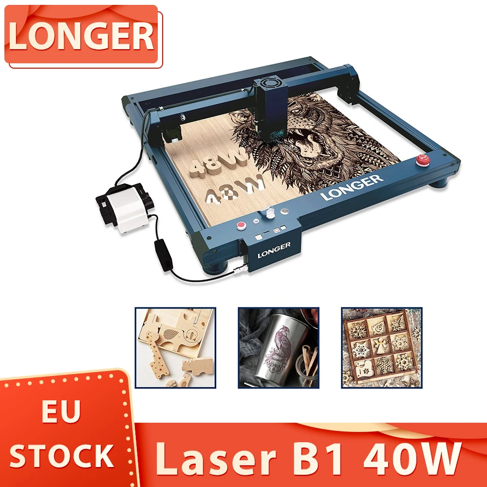 LONGER Laser B1 40W Laser Engraver Cutter, 8-core Laser Head, 44-48W Power Output, 450x440mm Engraving Area