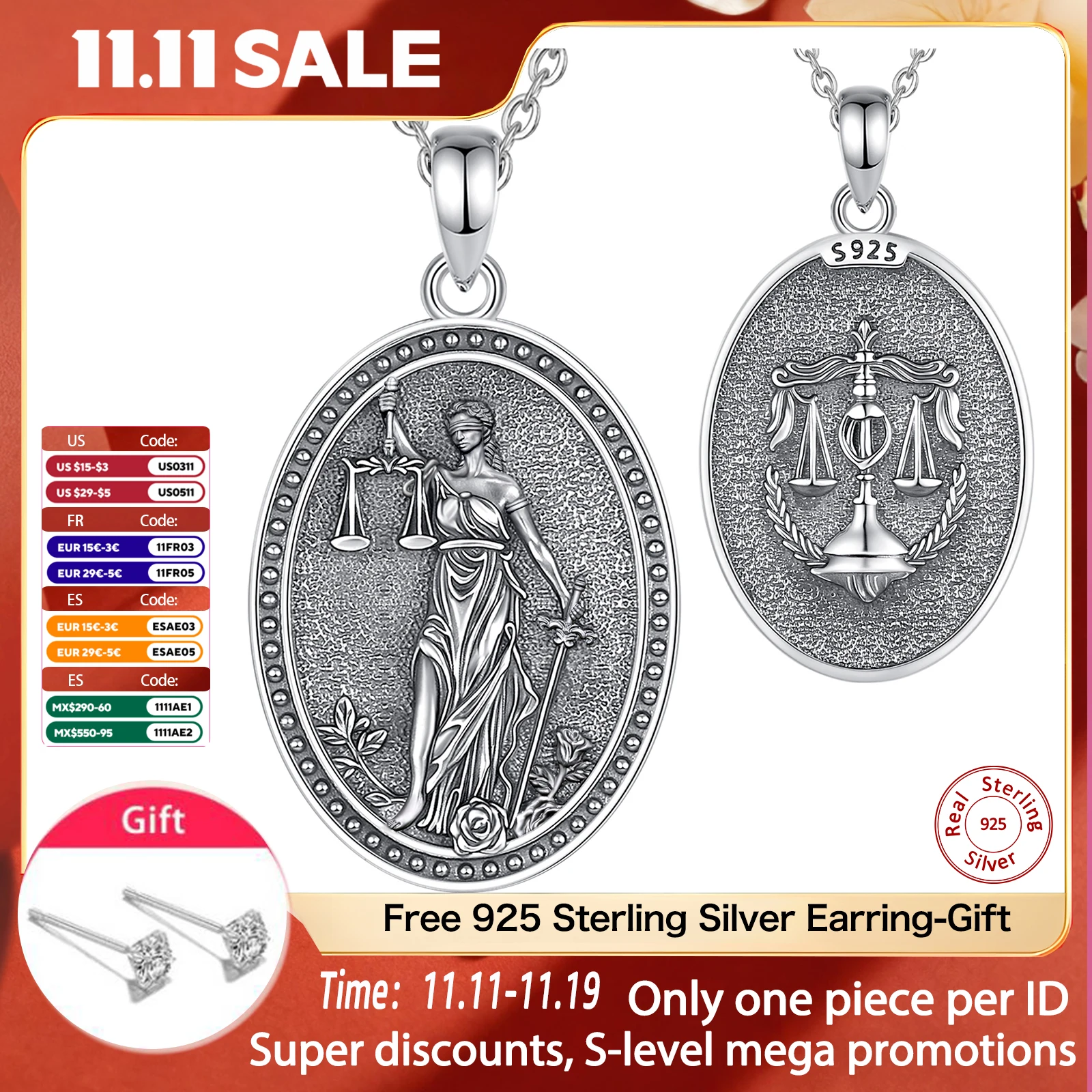 

Eudora 925 Sterling Silver Themis goddess of justice Necklace Sword Balance Scales Pendant Greek Mythology Jewelry Unisex Gift