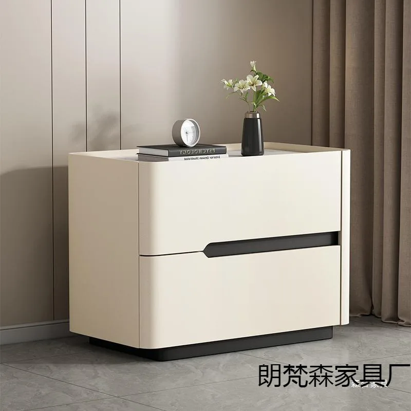 AOLIVIYA Bedroom Bedside Table Nightstand Sofa Side Storage Cabinet Solid Wood Italian Modern Light Luxury Integrated Simple