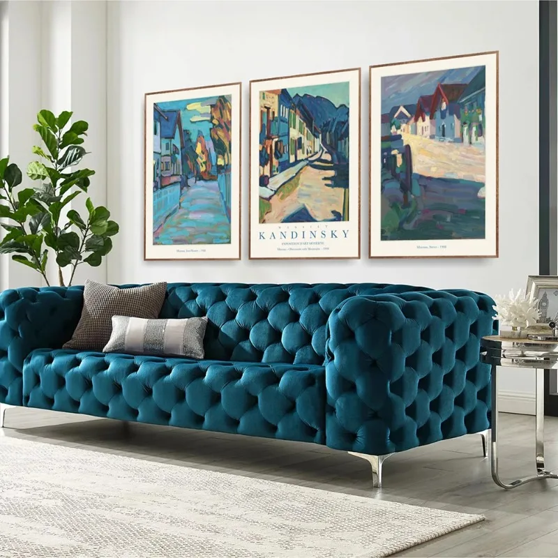 3PC frameless Kandinsky Exhibition Posters: Mid-Century Modern Gallery Wall Art, Set of 3 Home Decor  Canvas Art Wall Decorat Po