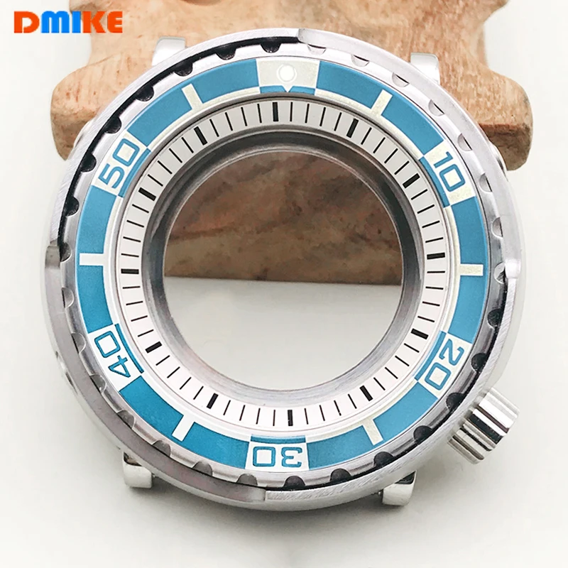 47mm Tuna Can Watch Case NH35 NH36 Case Fit For NH34 NH35 NH36 7S26 Movement Transparent Back Cover Sapphire Crystal Glass Cases