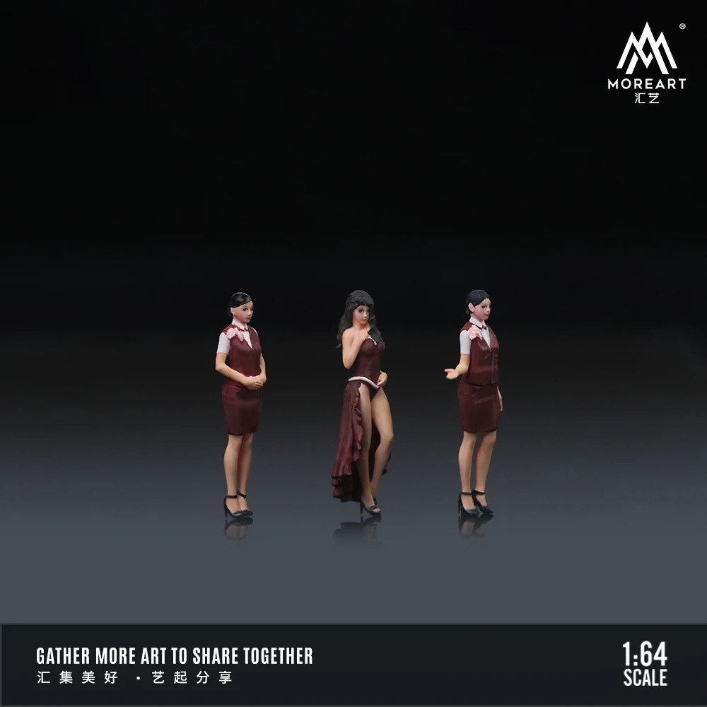 More Art 1:64  Club Girl Waitress Doll Set, Action Figure Set Simulating Resin Decoration figure model
