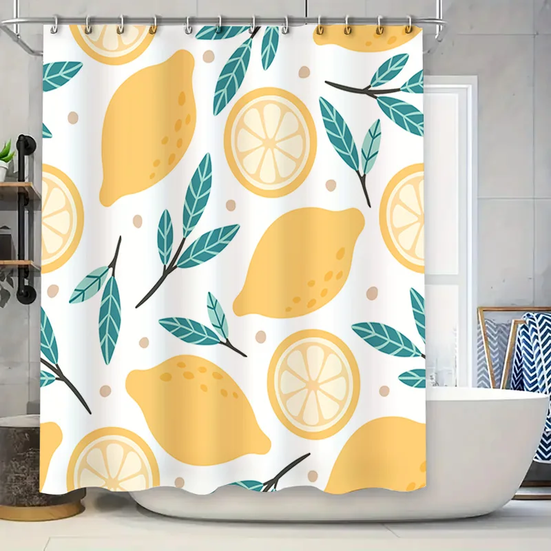 Lemon Printed Shower Curtain Waterproof Fabric Bathroom Decor Shower Panels for Home Decoration
