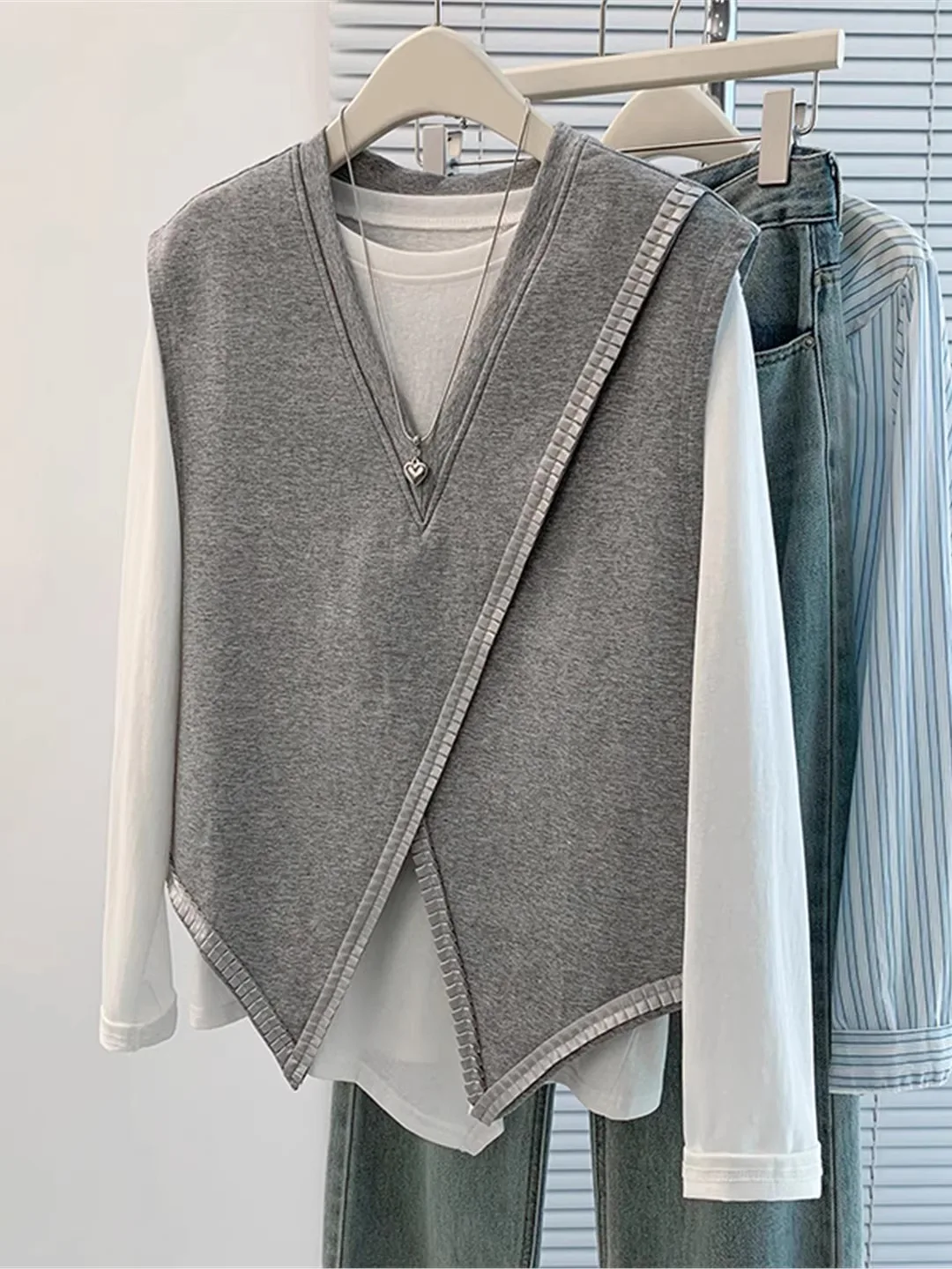 

Женский топ Ele ey V-Ne, больших размеров, модный, с перекрывающимся дизайном, осенний, удобный, дышащий, тонкий, стандартный крой