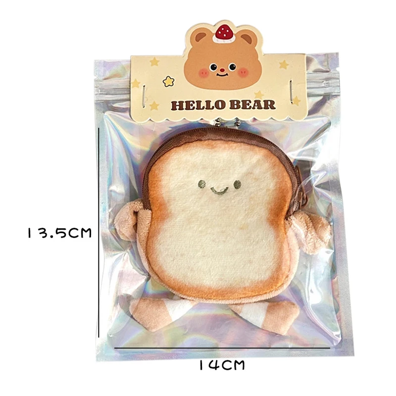 Cartoon Schattige Toast Brood Munt Zakje Kinderen Munt Portemonnee Creatieve Oortelefoon Tas Kawaii Mini Munt Tas Hanger Verjaardagscadeaus