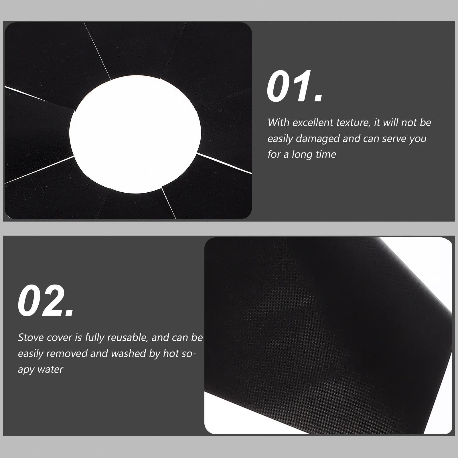 4Pcs Gas Stove Burner Liner Covers Black Reusable Heat Resistant Stovetop Cover Liners for Home Kitchen Use Stove Cover