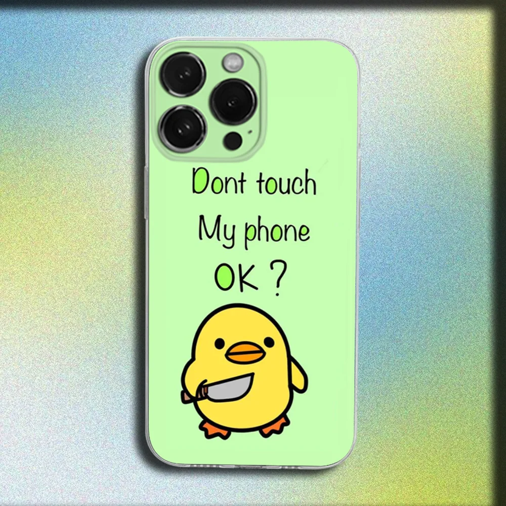لا تلمس هاتفي القط بطة قضية الهاتف آيفون 17 16 15 11 12 14 13 برو ماكس Mini X XS XR 7 8 Plus SE 16E غطاء ناعم Fundas