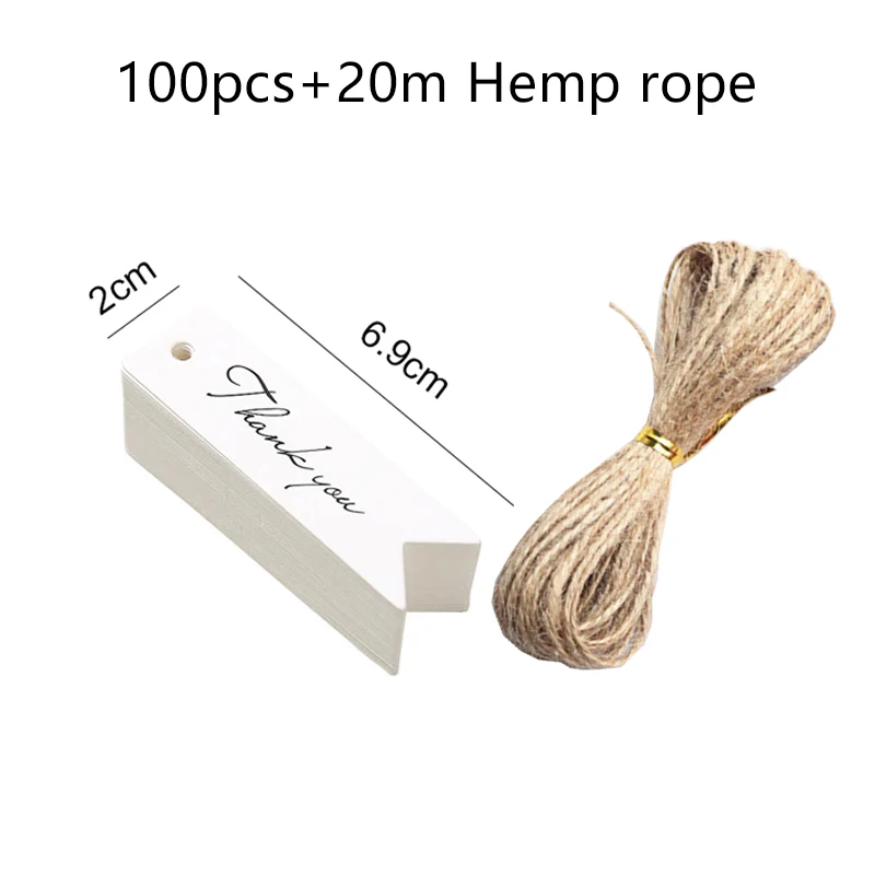 50/100 Stück leere Hängeetiketten aus Kraftpapier mit Löchern aus Hanfseil, verstellbare Seillänge, handgeschriebene Karte, Party-Geschenke, Etiketten TMZ – Detail 23