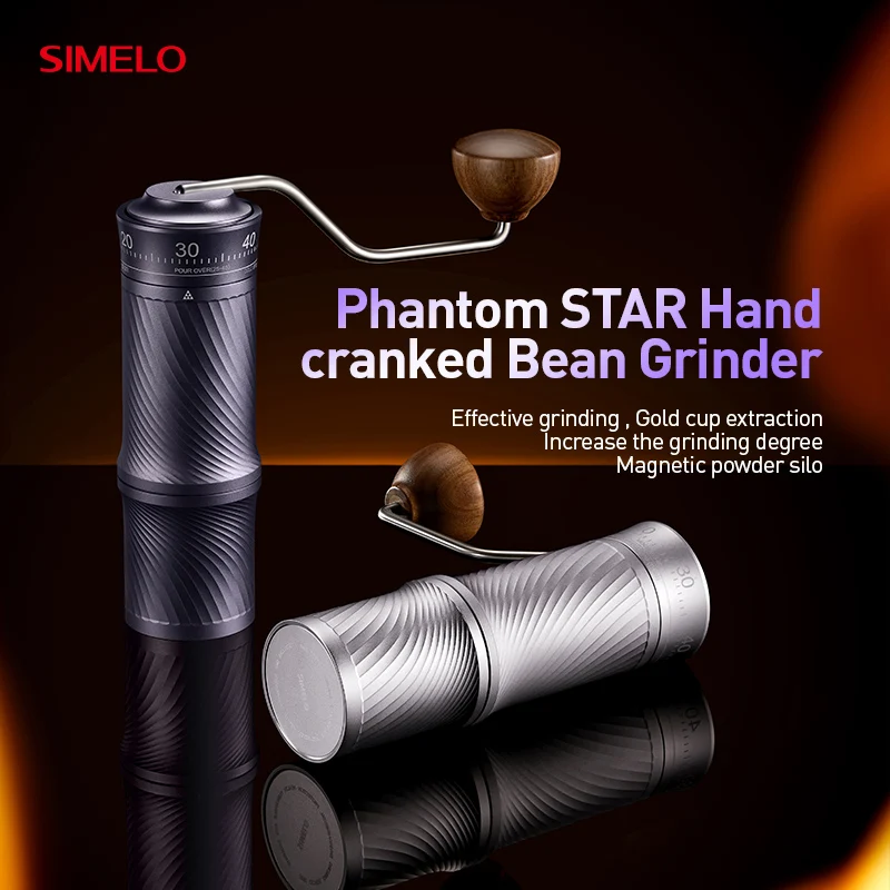 SIMELO Professional Hand Coffee Grinder - 7 Star Burr, Portable Manual Coffee Mill with External Adjustment