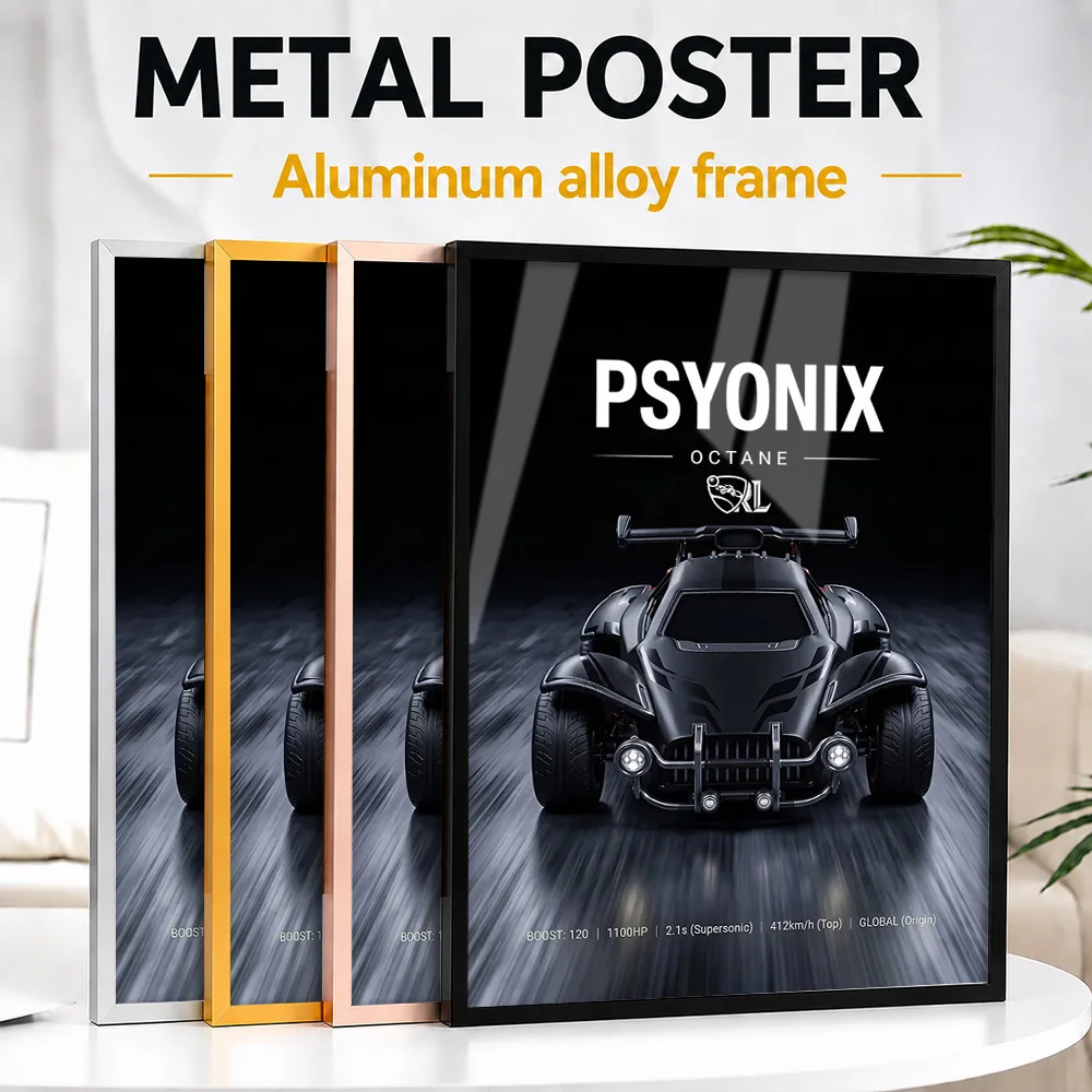 Rocket League Octane Car Metal Poster With Aluminum Alloy Frame Personalized Studio Graphic Wall Art For Home Simulator Setup