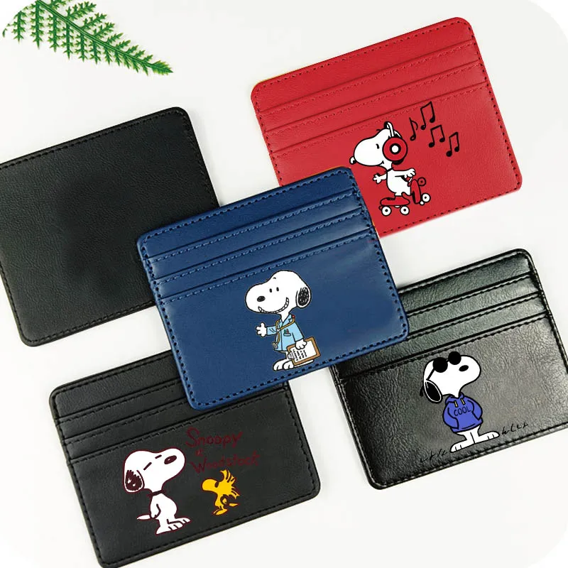 Snoopies Cute Card ID Holder Coin Purse 2024 Popular Cartoon PU ID Genuine Leather Driver's License Coin Purse for Men and Women