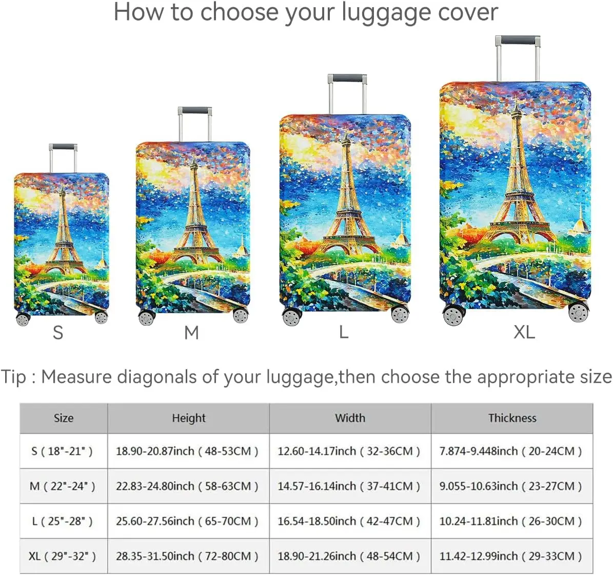 fancyfree Luggage Cover Washable Suitcase Protector Anti-scratch Suitcase cover