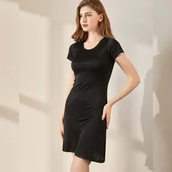 Yuyue Summer Women's Silk Nightgowns Knitted Bottomning Hip-wrapped Slim Mulberry Silk Nightdress Nighty Silk Sleep Dress Women