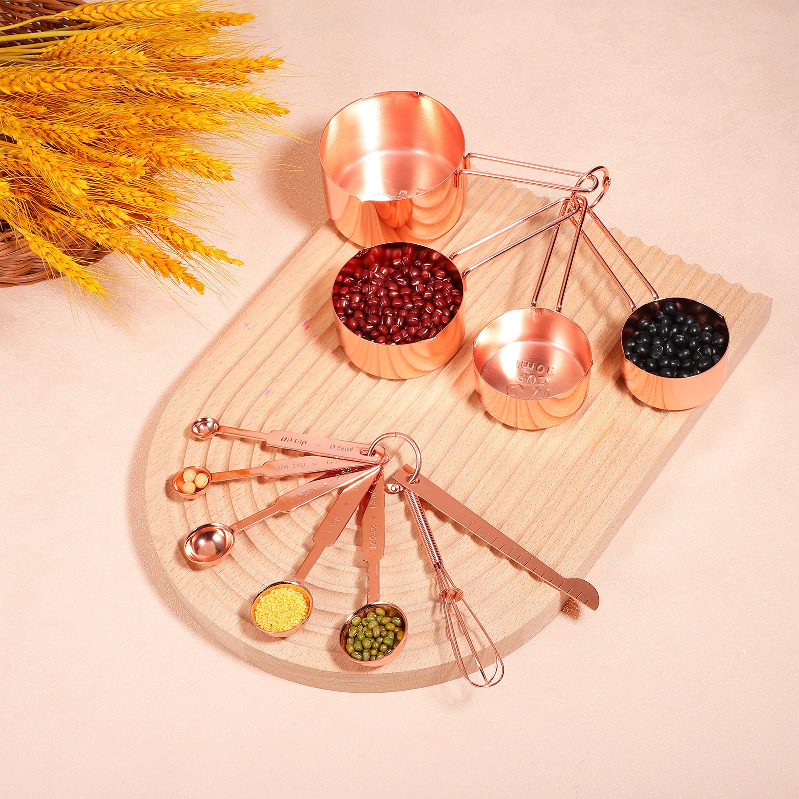 

Stainless Steel Measuring Cups Spoons Set with Stirring Rod Kitchen Baking Tools Accurate Marked Measuring Cups and Spoons