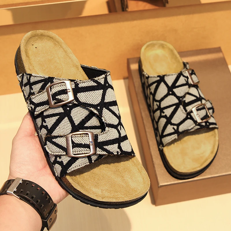 Versatile Men Flat Slide Slippers Stable Ground Grip Sole Minimalist Solid Tone Easy Match Shorts for Seaside Vacation Daily