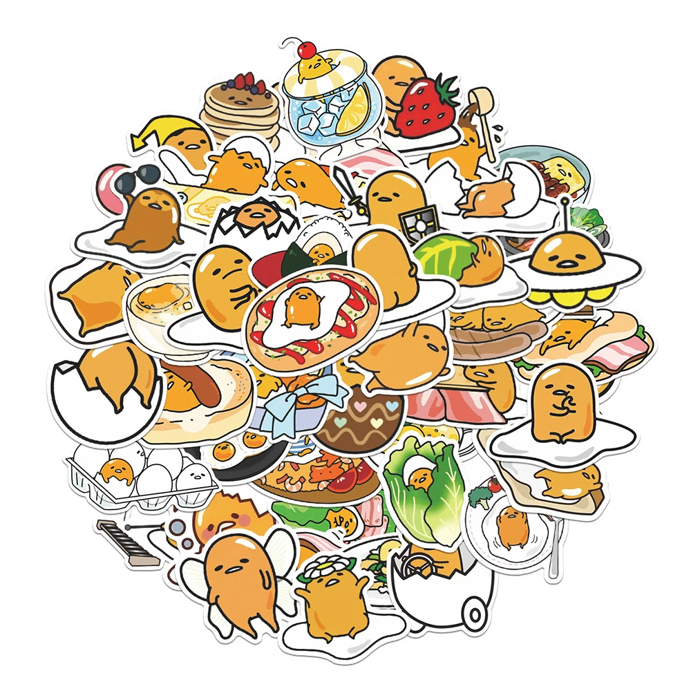 10/30/50pcs Kawaii Sanrio Gudetama Anime Adesivi Divertenti Cartoon Decalcomanie FAI DA TE Bagagli Chitarra Telefono Auto Carino Adesivo Per Bambini Giocattolo Classico