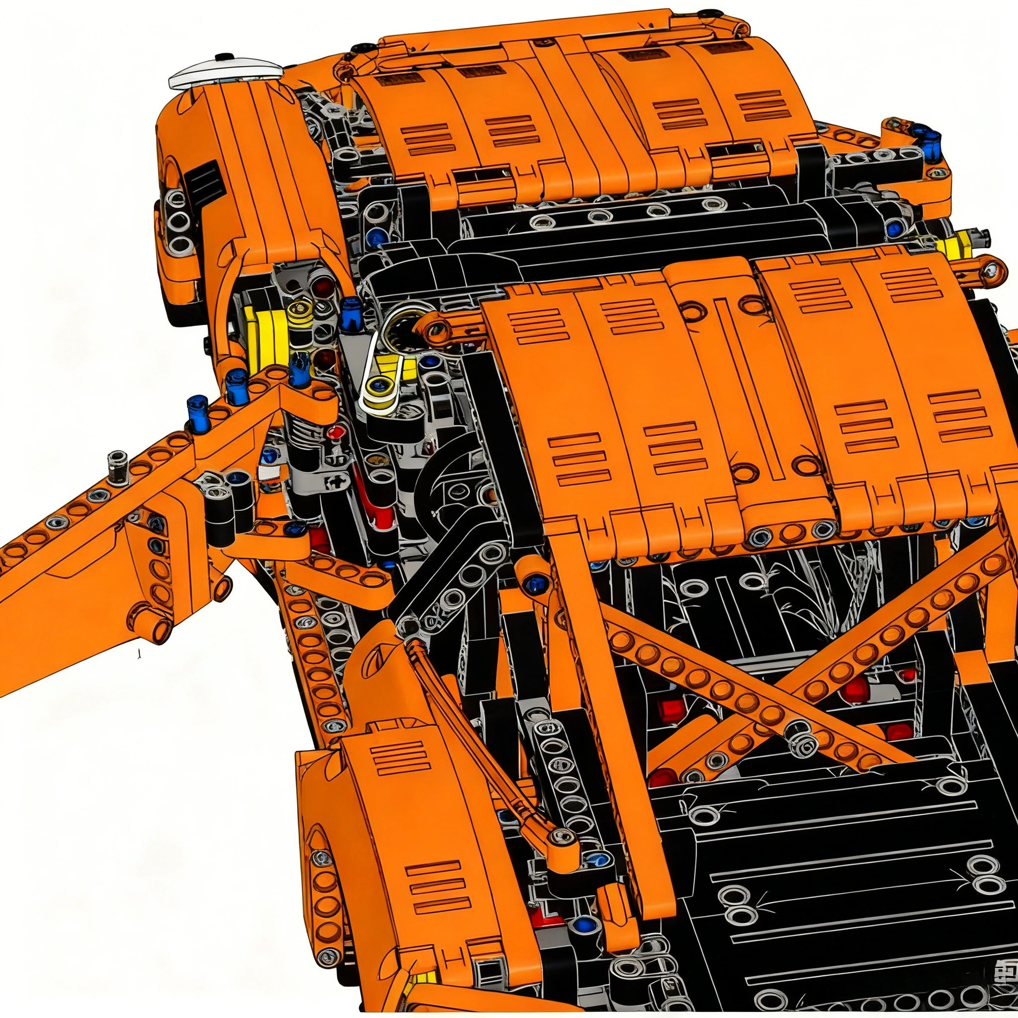 أطقم مكعبات بناء Orange Supercar 1:8 42056 متوافقة مع جزيئات Lego مناسبة لهدايا عيد الميلاد 2704 قطعة #3