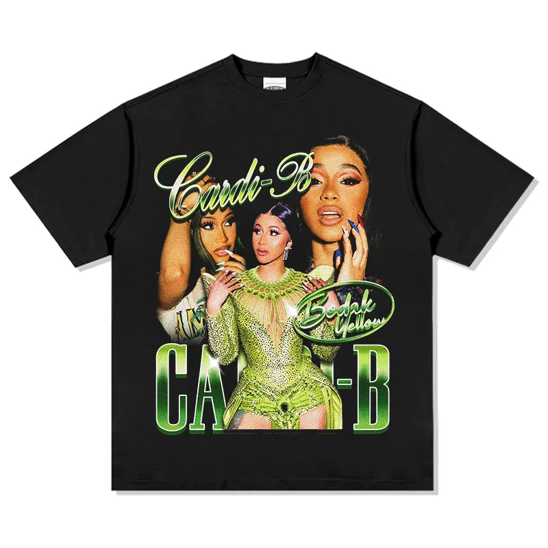 

Желтая футболка с рисунком Cardi B Bodak для мужчин и женщин, негабаритная городская хлопковая футболка в стиле поп, хип-хоп, уличная одежда, товары для знаменитостей