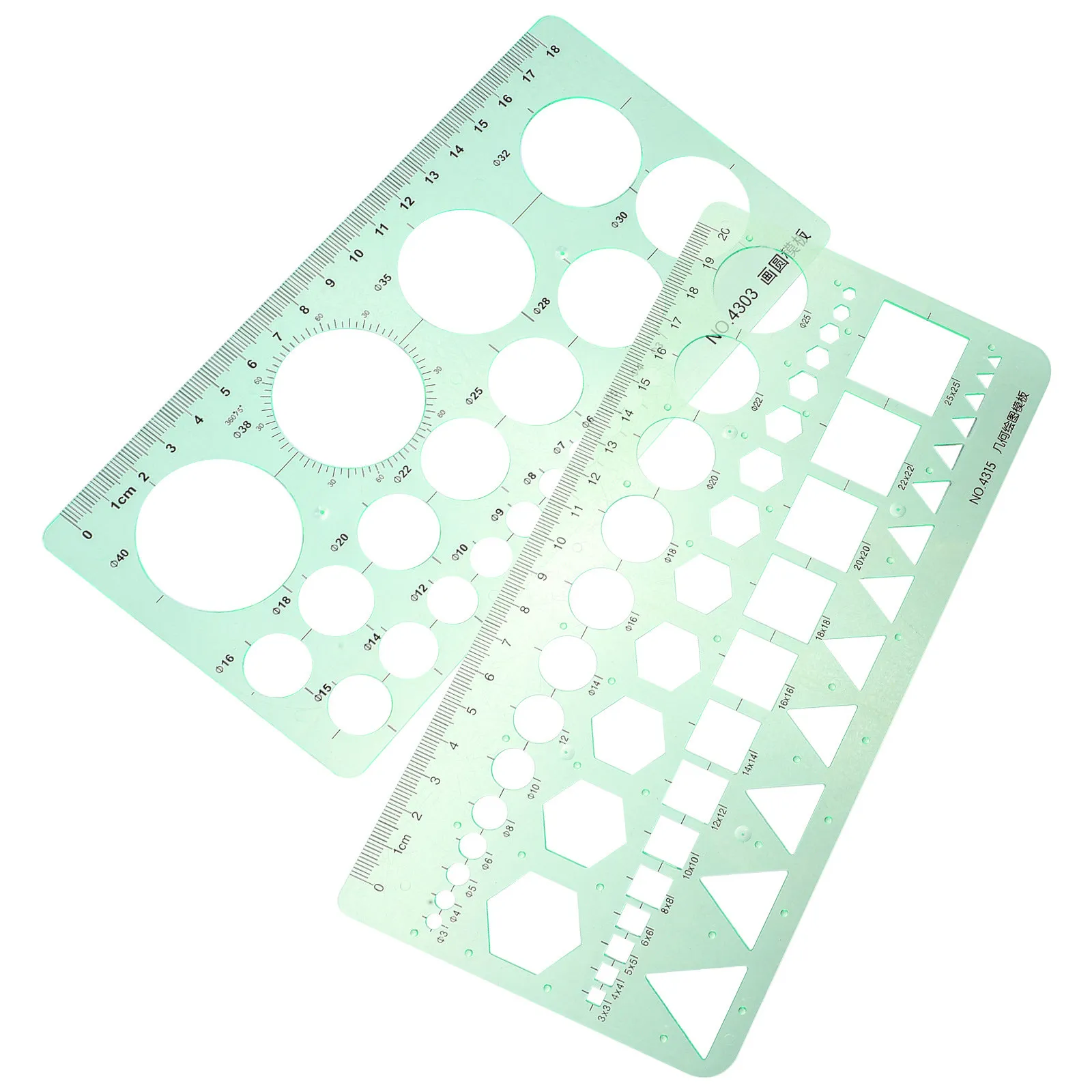 2Pcs Plastic Round Rulers Drawing Stencil Template For Art Class Supplies Engineering Student Multi Functional